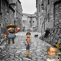 Calle del pueblo animovaný GIF