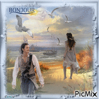 bonjour la mer - Zdarma animovaný GIF