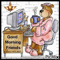 Good Morning frends. Its cofee & PICMIX time. Have a nice day. - Ingyenes animált GIF