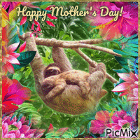 Mother's Day Sloths in a Jungle - Free animated GIF