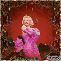 HD femme Marilyn sur fond rouge - GIF animé gratuit