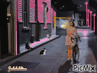 A bicycle at night animēts GIF