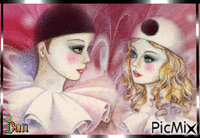 Pierrot et Pierrette - GIF animé gratuit