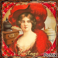Vintage woman portrait - Brown-red tones - GIF animé gratuit