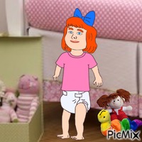 Baby with dolly and worm animált GIF