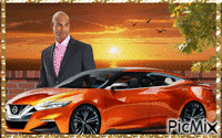 man and car анимиран GIF