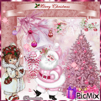 Joyeux Noël en rose. Animated GIF