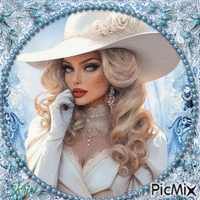 Portrait de femme au chapeau blanc - Animovaný GIF zadarmo
