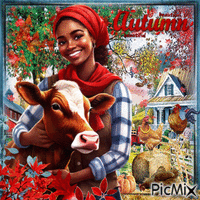 Farm life in autumn GIF animado