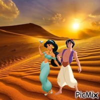 Aladdin and Jasmine анимированный гифка