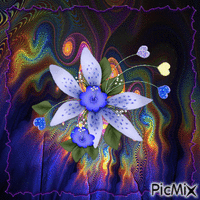 fleur bleue animée de coeurs animerad GIF