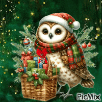 Christmas owl анимированный гифка