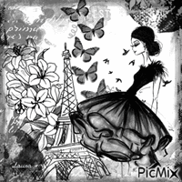 Parigi in bianco e nero - Laurachan - GIF animé gratuit