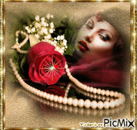 Piros rózsa hölgy animovaný GIF