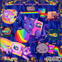 Nyan Cat...☂ 🐱 🏩 🌈 🌟 ☂ animowany gif