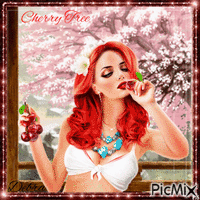 Cherry Tree And Woman - Free animated GIF
