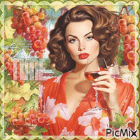 Woman grapes glass vine