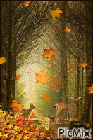 Ciervos bajo las hojas GIF animé