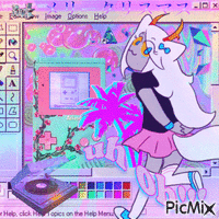 vaporwave ookami kitsune chan GIF animado