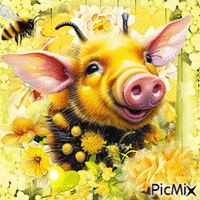 yellow cute piggie - GIF animé gratuit
