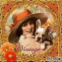 Women and dog - Vintage