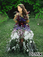 Женщина в цветах - Ingyenes animált GIF