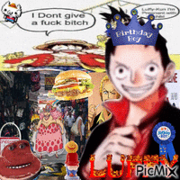 happy 1 day late bday luffy 动画 GIF