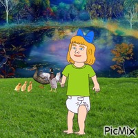 Baby and pond animovaný GIF