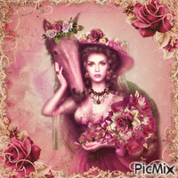Woman with Roses - Vintage