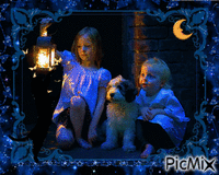 Children at night animirani GIF