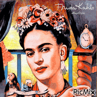 Frida Kahlo... 🤍💖🖤 - GIF animado grátis