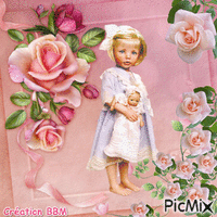 Fillette et sa poupée par BBM animeret GIF