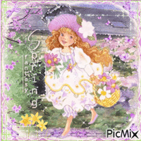Cute Fantasy Girl at Spring in Regular colors - GIF animé gratuit
