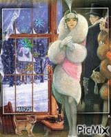 Donna in inverno di Bernard Peltriaux - GIF animado gratis