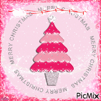 Merry Christmas. Pink. Santa. Christmas tree