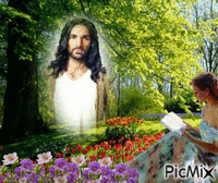 jesus  and woman GIF animasi