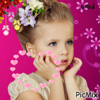 Enfant dans un fond rose Animated GIF