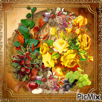Fleurs  d'automne &  fruits 10 10 21 анимированный гифка