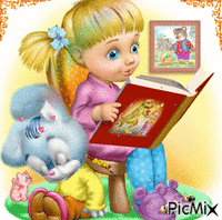 Child  reading 📚 - GIF animé gratuit
