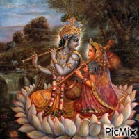 Radha Krishna et fleur de lotus