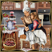 Tea from grandmother with jam アニメーションGIF