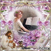 Lady playing Hymns by Joyful226/ Connie - 免费动画 GIF