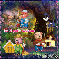 les 3 petit cochons - Бесплатный анимированный гифка
