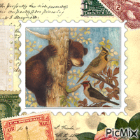 Birds and the Bear Stamp - GIF animé gratuit
