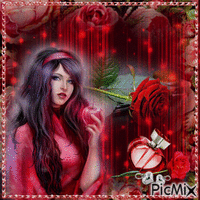 rose rouge et un cadre rouge - GIF animado grátis