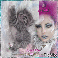 concours ladies with cat - 免费动画 GIF
