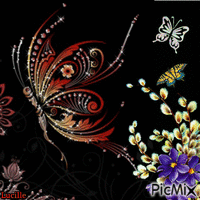 butterfly and flower GIF animé