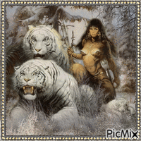 Die Frau und ihre Tiger - Gratis geanimeerde GIF