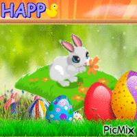 happy easter charming angora rabbit Animated GIF