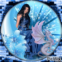 lady in blue animoitu GIF
